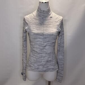 Lululemon Pullover Womens 6 Gray Stripe 1/4 Zip Long Sleeve Thumbholes Athletic